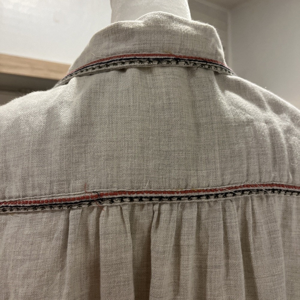 Max Studio Womens Embroidered Shirt Blouse Cotton Floral Prairie Cowgirl Boho LG - Picture 8 of 12